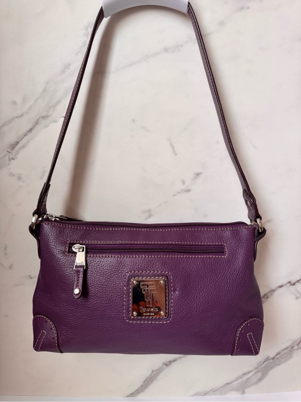 Tignanello Plum Purple Leather Shoulder Bag